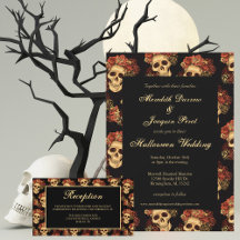 Gothic Skull with Roses Halloween Wedding