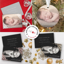 DELICATE SNOWFLAKES   BABY'S 1ST CHRISTMAS CARD