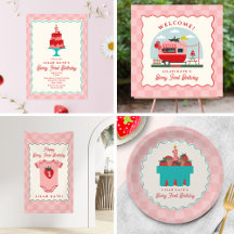 Berry First Birthday Strawberry Checkerboard