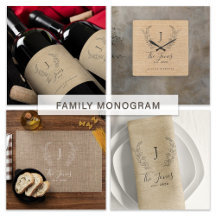 Family monogram emblem rustic personalized gifts
