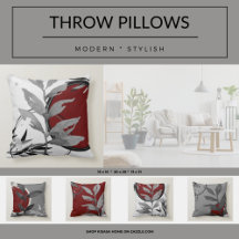 Pillows   Gray & Burgundy Watercolor Designs