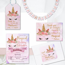 Unicorn Birthday Party Signs, Decor & Favors
