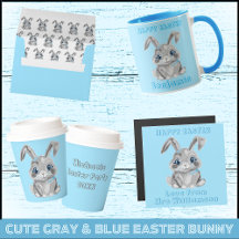 Cute Gray & Blue Easter Bunny Rabbit Boys 