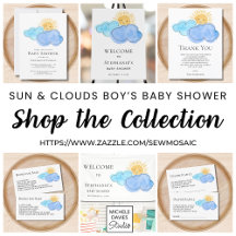 Sunshine And Clouds Boys Baby Shower Collection.