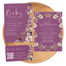 Rustic Boho Wildflower Berry Purple Baby Shower