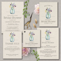 Watercolor Wildflowers Linen Boho Bridal Shower 