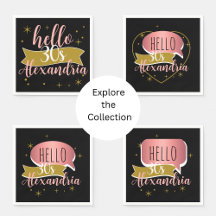 hello 30 birthday napkins black gold rose gold