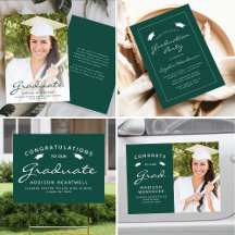 Modern Green White Script Graduation Suite