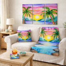 Island Tropical Beach Sunset Home Decor