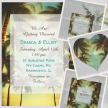 Tropical Themed Wedding Palm Trees at Sunset