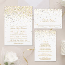 Vintage Glam Gold Confetti White Wedding