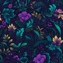 Purple Blossoms and Teal Leaves