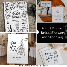 Hand Drawn Bridal Shower & Wedding