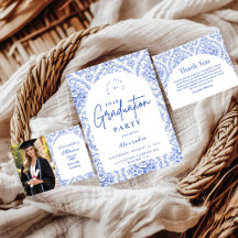 Vintage Blue Botanical Graduation Party