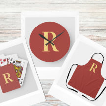 Modern Simple Monogram Brown Gold