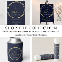 50 and Fabulous Birthday Party Supplies Navy Gold