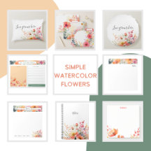 Simple Minimal Watercolor Floral Stationery