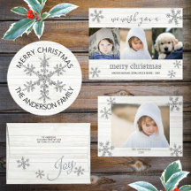 Silver Snowflake Modern Rustic Christmas Holiday