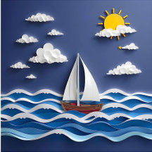 Fun  Paper Quilling Effect Illustration of a Boat