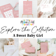 Pink Sweet Baby Girl Minimalistic Baby Shower
