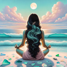 Beautiful Woman Meditating on the Beach