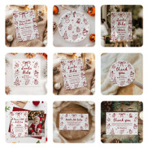 Red Hand Drawn Christmas Baby Shower Party