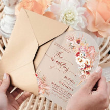 Boho Blush & Terracotta Floral Watercolor Wedding