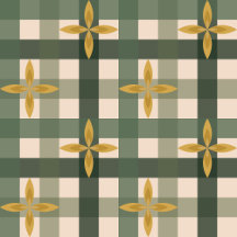 Green Gingham & Leaves 
