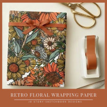 Retro Floral Wrapping Paper