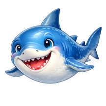 Cute Shark with Big Eyes Happy Ocean Animal Illust