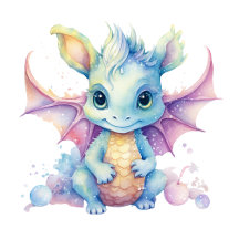 Cute Watercolor Pastel Dragon Girl Baby Shower 