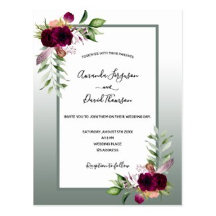 Wedding sage green burgundy florals 