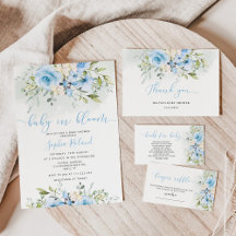 Blue baby in bloom baby shower collection