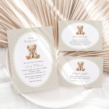 Bear and Beige Polka Dots Baby Shower Collection