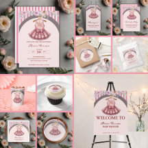 Modern Pink Tutu Ballerina Ballet Girl Baby Shower