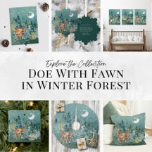 Doe Fawn in Forest Holiday Christmas Collection