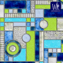 Blue Green Art Deco Stained Glass