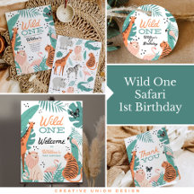 Wild One 1st Birthday Jungle Safari Animals 