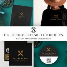 Black & Gold Skeleton Key Notary Public 
