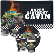 Personalized Monster Truck Birthday Party Supplies