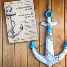 Rustic Wood Nautical Navy Anchor Wedding Suite