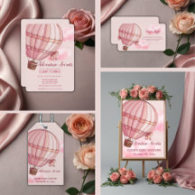 Adventure Awaits Pink Hot Air Balloon Baby Shower