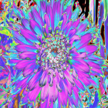 Trippy Abstract Aqua, Lime Green and Purple Dahlia