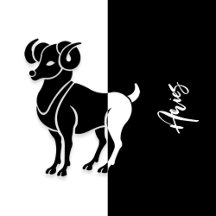 Aries Zodiac Sign, Black & White