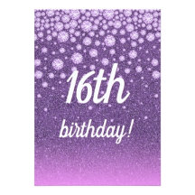 16th birthday - purple pink glitter with diamonds