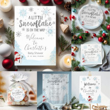 A little snowflake is on the way Blue Baby Shower