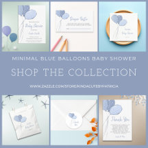 MINIMAL BLUE BALLOONS BABY SHOWER COLLECTION SUITE