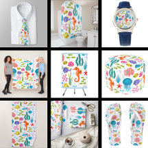 Under The See Tropical Animals Pattern