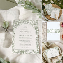Sage Green Floral Toile Wedding