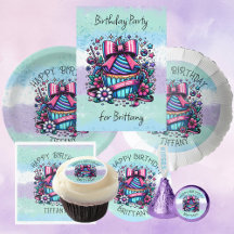 Whimsical Cupcake with Flowers Birthday Collection